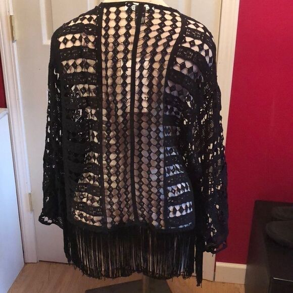 NWT Mac and me crochet & fringe cardigan sz S - Picture 2 of 6